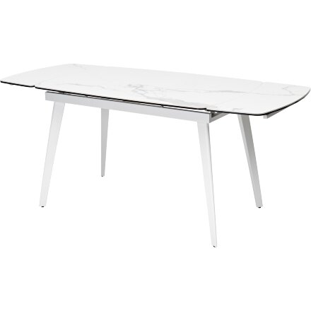 Стол ELIOT 120 HIGH GLOSS STATUARIO Белый мрамор глянцевый, керамика/ белый каркас М-City 