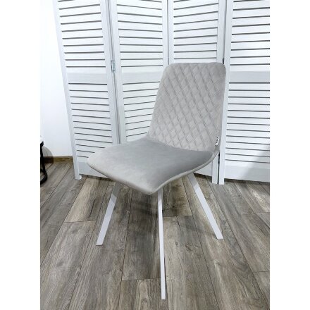 Стул DAIQUIRI BLUVEL-03 LIGHT GREY / белый каркас, велюр М-City 